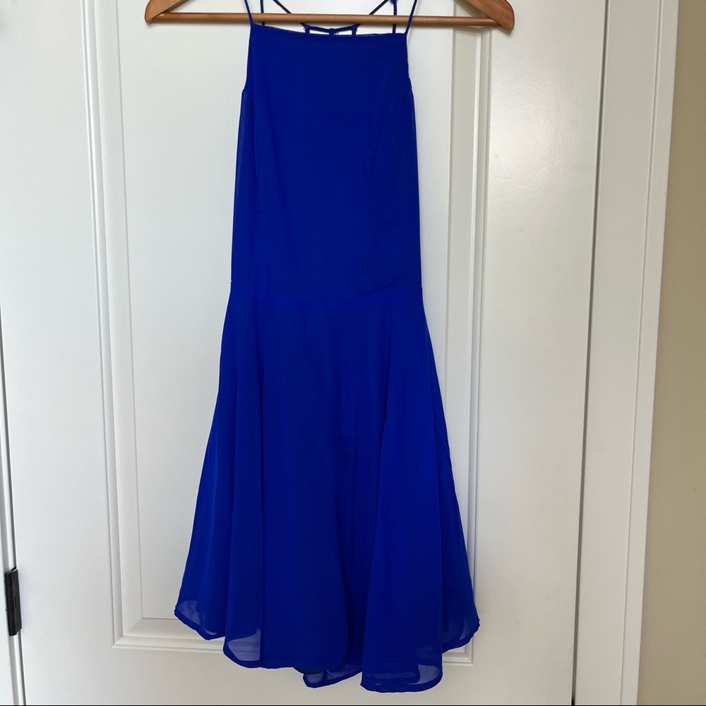 Bright Blue Backless Mini Skater Dress-Charlotte Russe